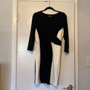 Lauren Ralph Lauren, black and white sleeved dress, size 10